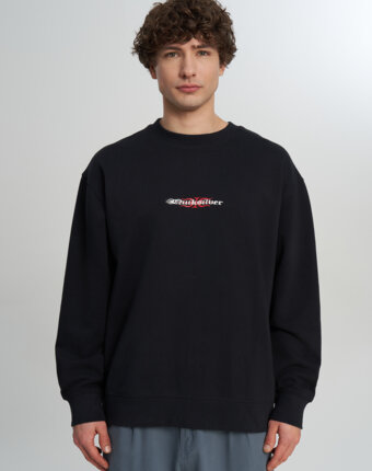 Свитшот мужской оверсайз Quiksilver Mercury Trident Crew, Черный женщинам