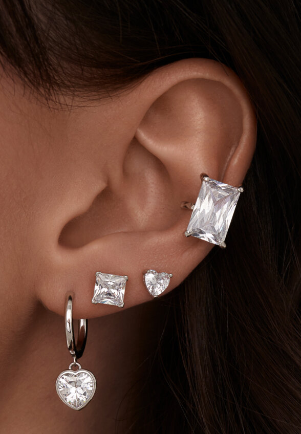 Серебряные серьги с фианитами Ангел MIE