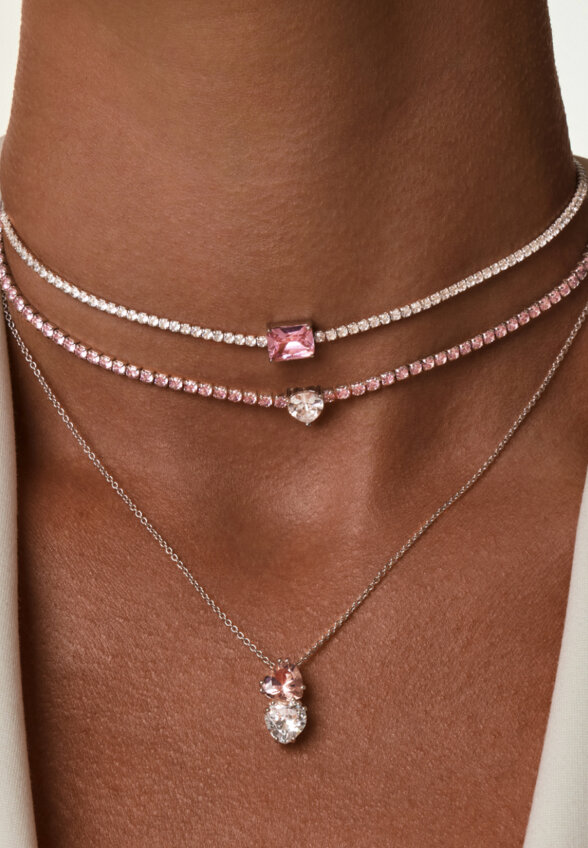 Теннисное серебряное колье-чокер Симона с фианитами MIE