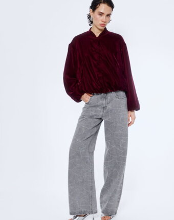 Джинсы WIDE LEG с узором из страз женщинам