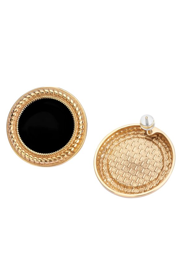 Круглые серьги ВИНТАЖ с черной эмалью MIE