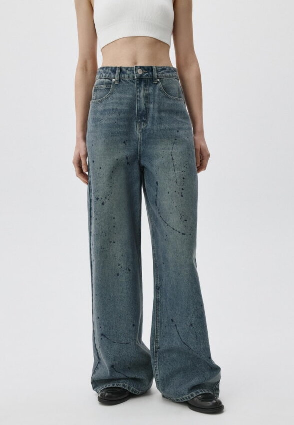 Джинсы WIDE LEG с декоративными брызгами