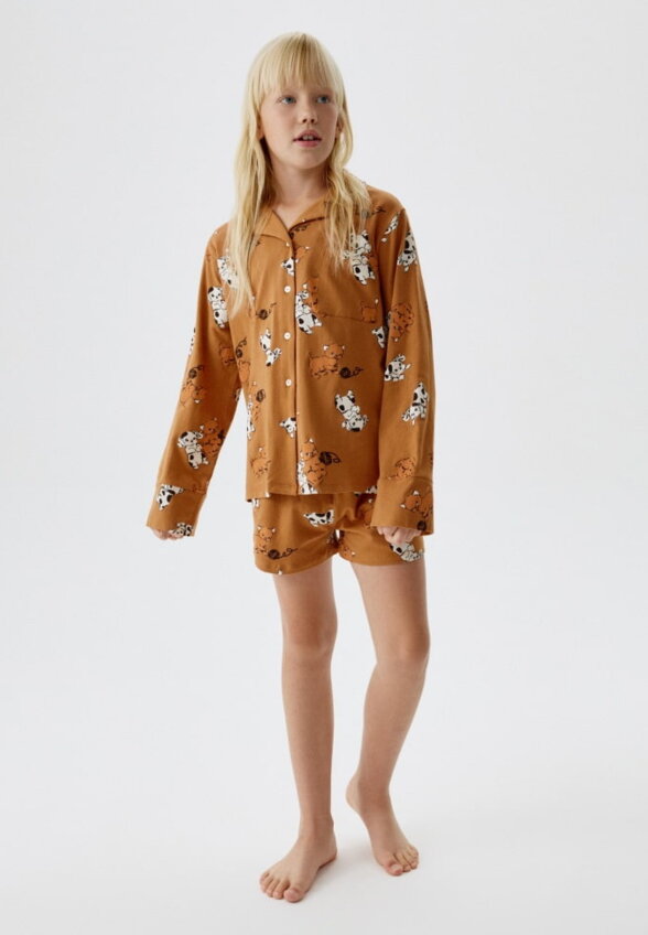 Трикотажная пижама с принтом для девочек