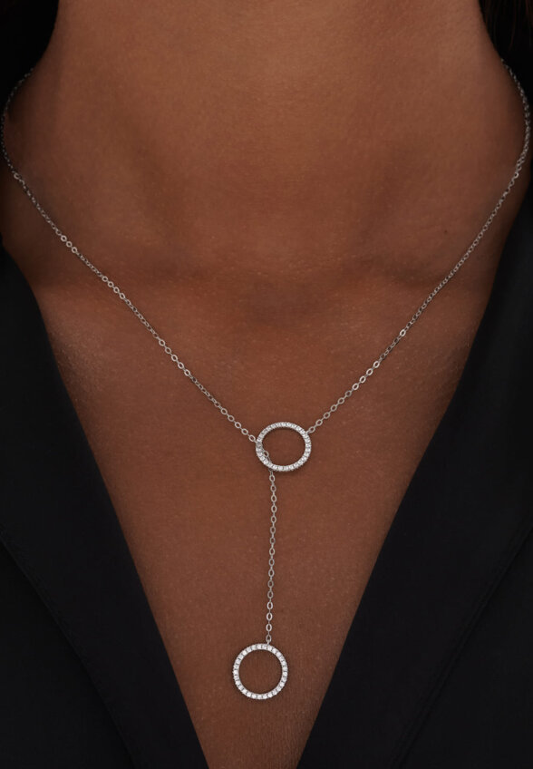 Колье-галстук регулируемый из серебра с кругами MIE