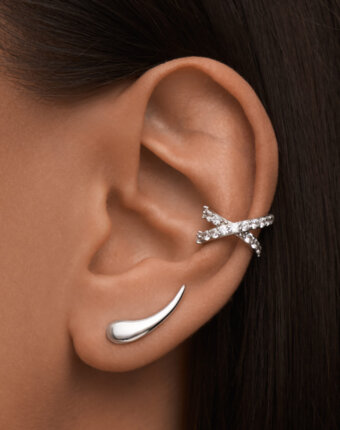 Двойной серебряный кафф с фианитами MIE женщинам