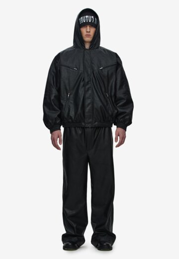 Куртка Куртка кожаная утепленная Crumpled Faux-Leather Black FABLE