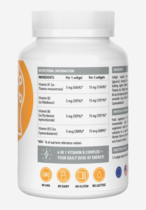 Комплекс витамина В Ultrasupps, 90 шт, Белый