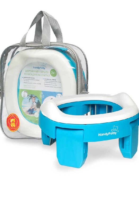 Дорожный горшок ROXY-KIDS/HandyPotty, в фирменной сумке, голубой