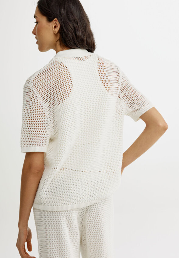 Вязаная рубашка кроше с коротким рукавом