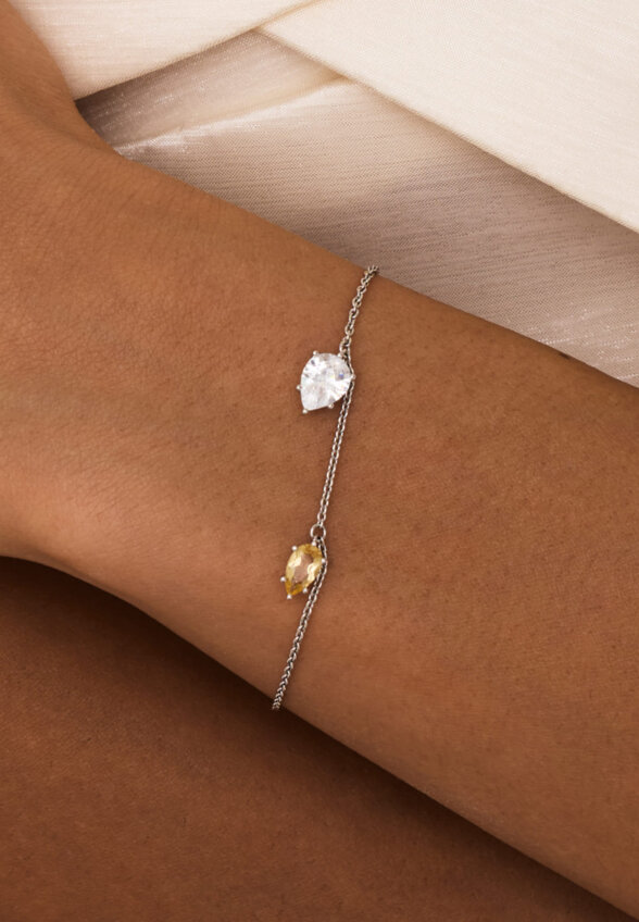 Серебряный браслет ЭЙФОРИЯ с цитрином и фианитом MIE
