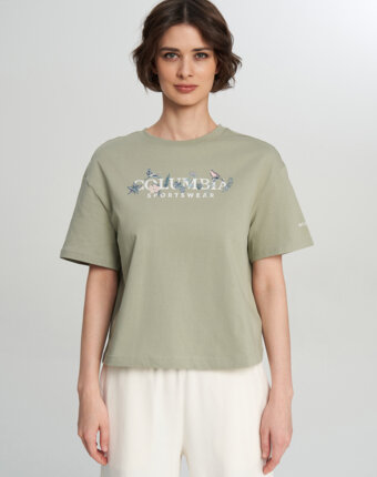 Футболка женская Columbia Rolling Bend Graphic Relaxed Crop SS, Зеленый женщинам