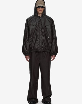 Куртка кожаная утепленная Crumpled Faux-Leather Brown FABLE мужчинам