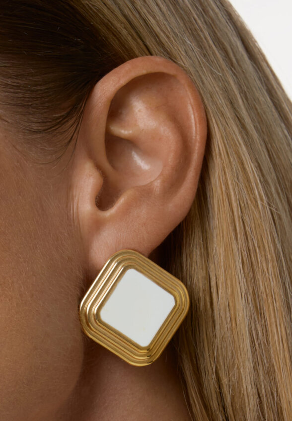 Серьги ВИНТАЖ с белой эмалью MIE