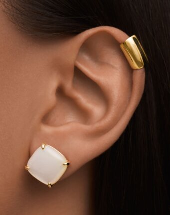 Квадратные серьги с перламутром из серебра в покрытии желтое золото MIE женщинам