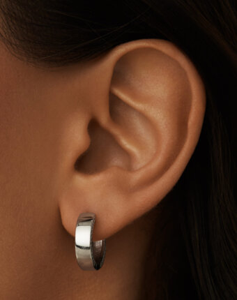 Серебряные двусторонние серьги-кольца с фианитами MIE женщинам