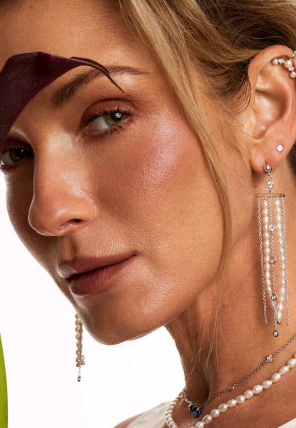 Серебряный кафф с натуральным жемчугом MIE