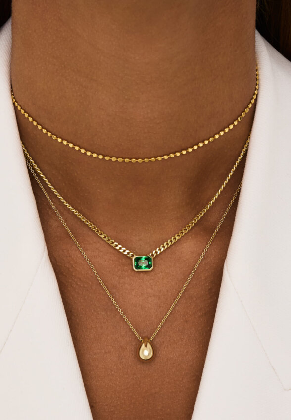 Серебряное колье с подвеской-каплей в покрытии желтое золото MIE