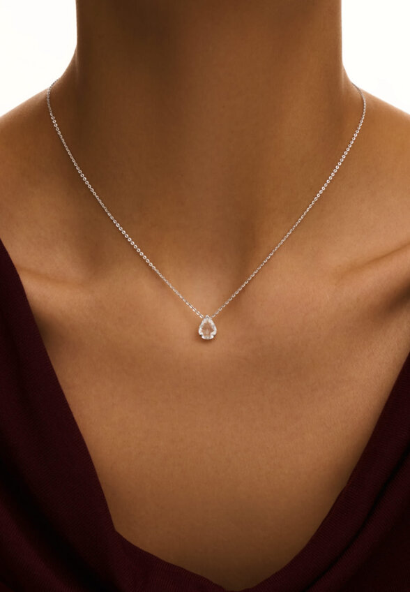 Серебряное колье ЭРОС на тонкой цепочке с горным хрусталем MIE