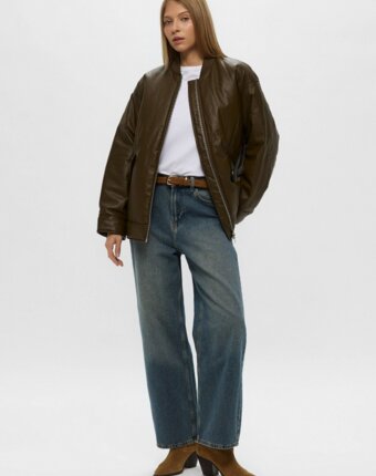 Куртка кожаная утепленная H&M женщинам