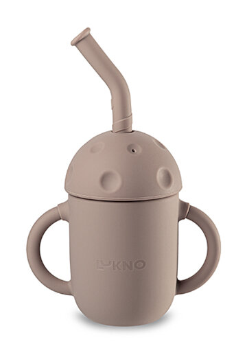 Поильник мини с крышкой и трубочкой LUKNO, теплый песок