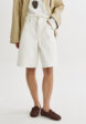 Широкие джинсовые шорты с тонким ремешком4  - превью