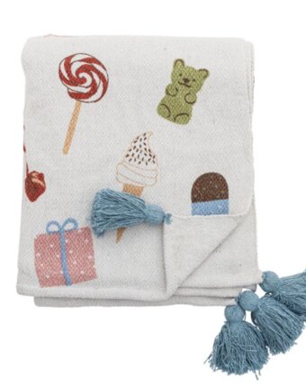 Плед Блумингвиль МИНИ (Bloomingville MINI) "Сладости", бежевый, 160 х 130 см детям