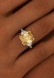 Серебряное крупное кольцо с желтым фианитом MIE1  - превью