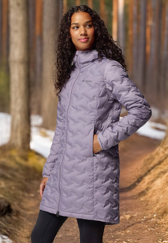 Ультралегкий пуховик женский Columbia Delta Ridge II Long Down Jacket, Розовый