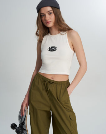 Майка женская Vans Oval Logo Tank, Бежевый женщинам
