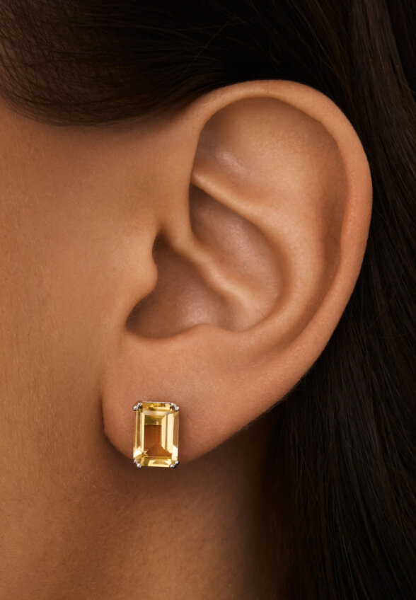 Серебряные серьги ЭЙФОРИЯ с цитрином Эмеральд MIE