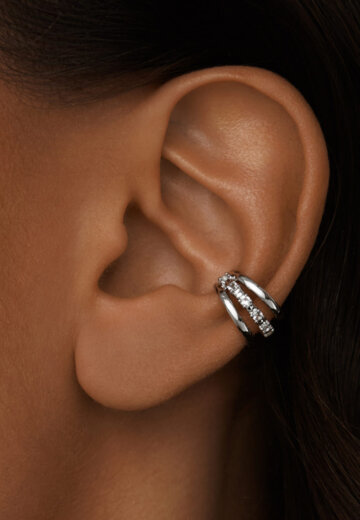 Серебряный тройной кафф ЧИСТОТА с белыми топазами MIE