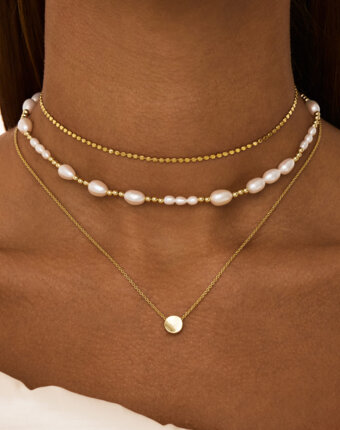 Серебряное колье с круглой подвеской в покрытии желтое золото MIE женщинам