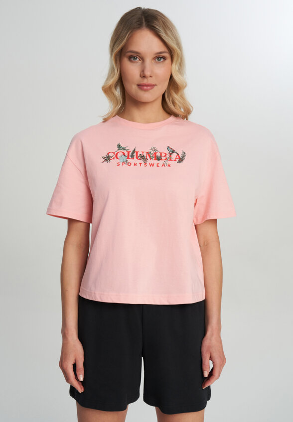 Футболка женская Columbia Rolling Bend Graphic Relaxed Crop SS, Розовый