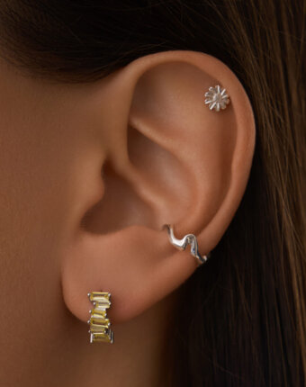 Миниатюрные серьги-конго с желтыми фианитами MIESTILO  MIE женщинам