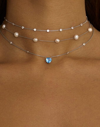 Колье с голубым сердцем из серебра MIE женщинам