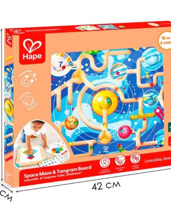 Головоломка Hape "Умняша", космический лабиринт и танграм детям