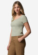 Футболка женская Columbia Pinetown Canyon Rib SS Tee, Зеленый4  - превью