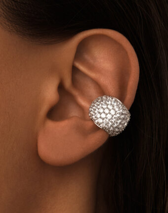 Серебряный широкий кафф с белыми камнями MIE женщинам