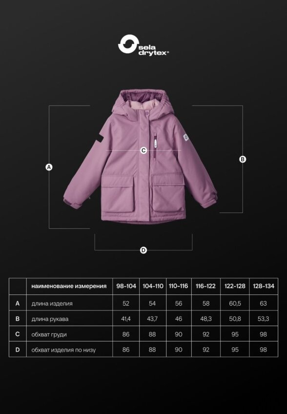Куртка из технологичной мембранной ткани seladrytex® для девочек