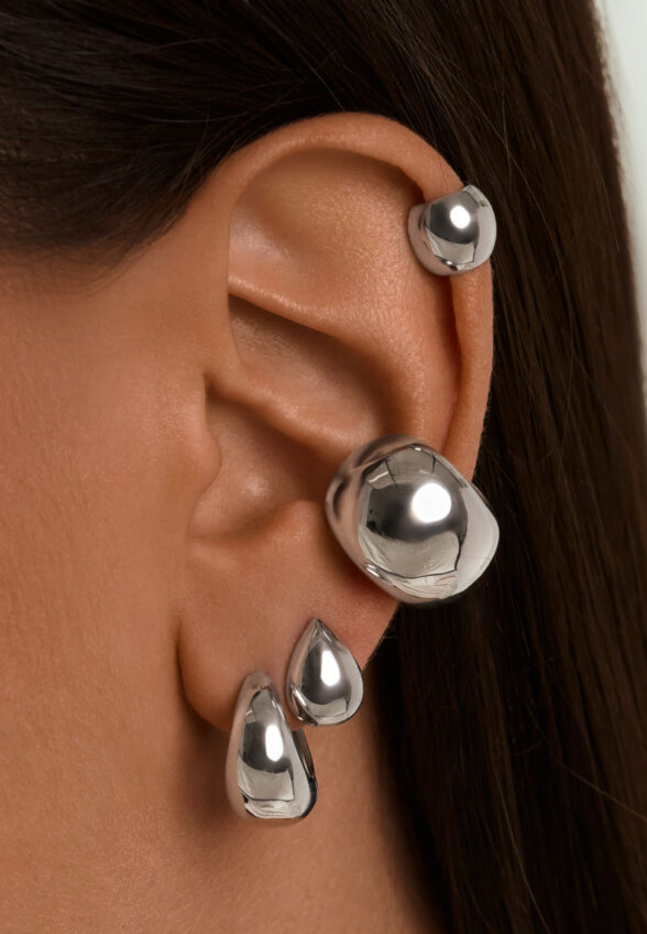 Широкий объемный кафф из серебра MIE