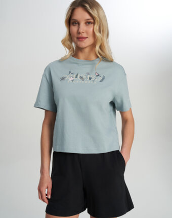 Футболка женская Columbia Rolling Bend Graphic Relaxed Crop SS, Голубой женщинам