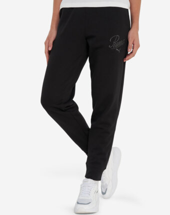 Брюки флисовые женские PUMA Ess Script, Черный женщинам