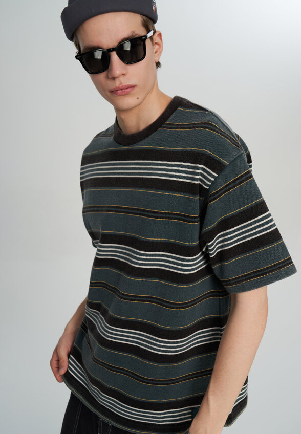 Футболка мужская Vans LX Pique Stripe SS, Зеленый