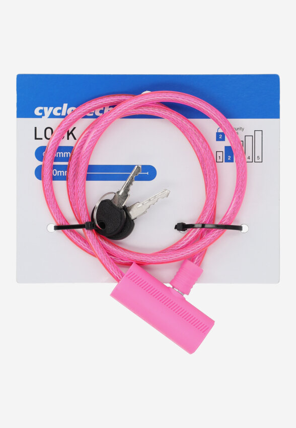 Замок велосипедный с ключами Cyclotech CLK-2, Розовый