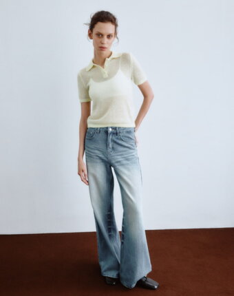 Вязаное поло с содержанием шерсти и мохера женщинам