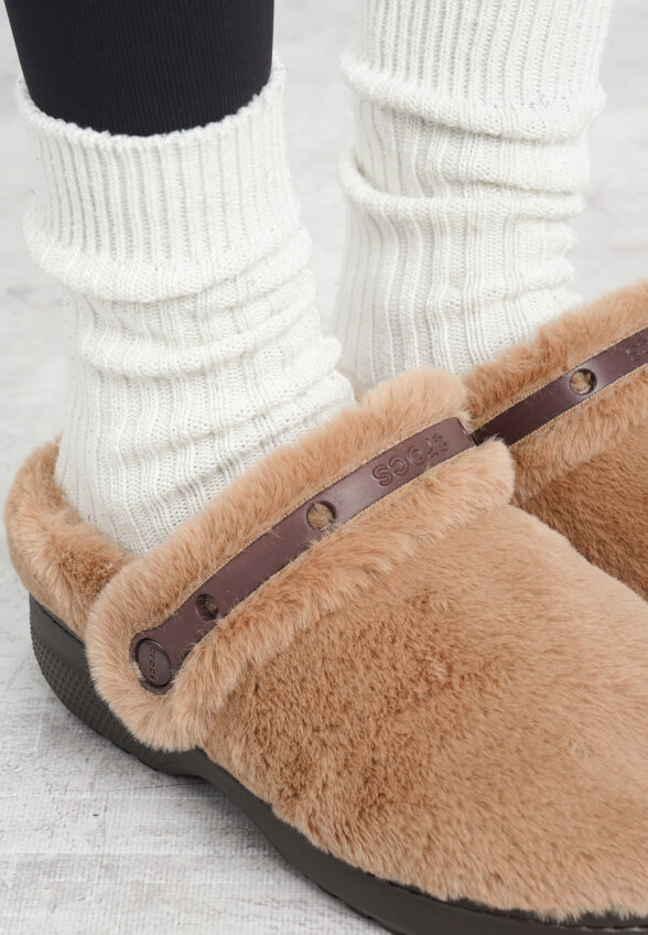 Сабо утепленные женские Crocs Classic, Бежевый
