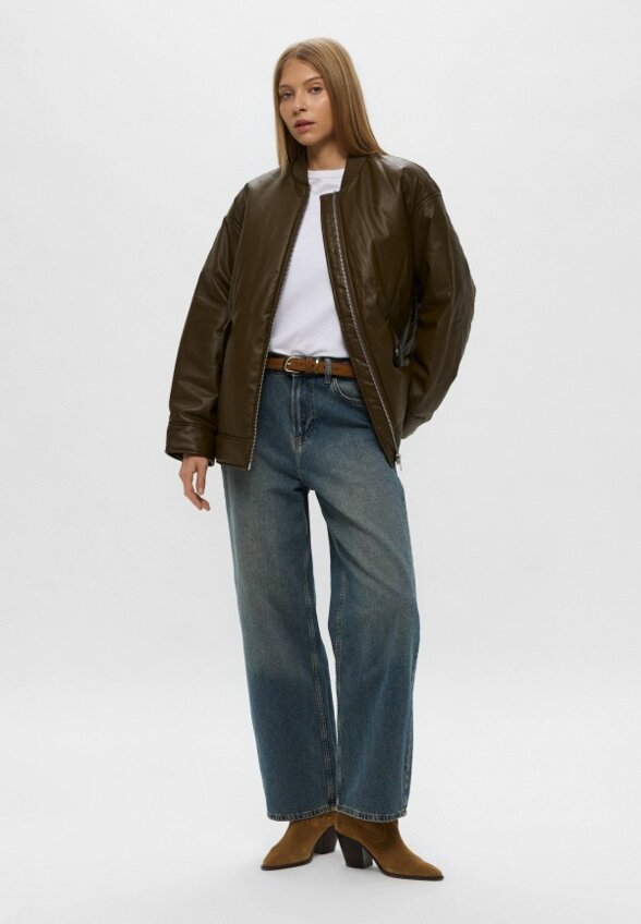 Куртка кожаная утепленная H&M