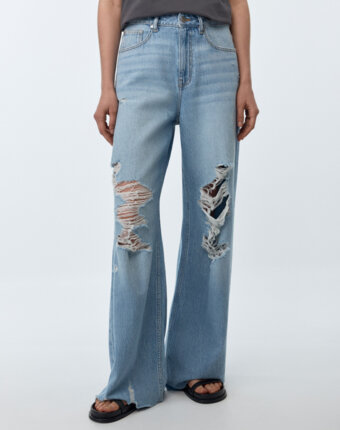 Рваные джинсы Wide Leg женщинам