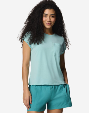Футболка женская Columbia Boundless Trek Short Sleeve Tee, Голубой женщинам