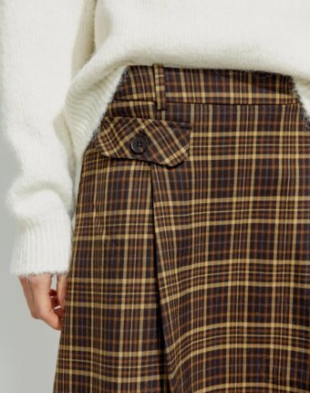 Юбка миди в клетку со складками женщинам